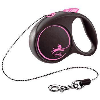 Flexi Black Design Roulette Leash with Cord XS Up to 8kg 3m Black/Pink