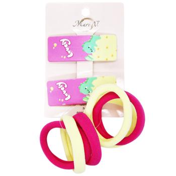 Mari N. Set of Kid's Hair Clips with Print and Elastic Bands 8pcs in assortment - buy, prices for - photo 6