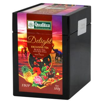 Чай черный Qualitea Delight Black tea Rose Petals & Fruit Pieces 100г - купить, цены на КОСМОС - фото 1