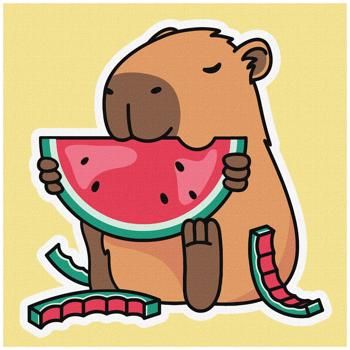 Ideyka Capybara and Kherson Watermelon Painting by Numbers 40x40cm