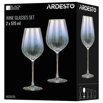 Ardesto Black Mars Zenith Transparent Set of Wine Glasses 2pcs 575ml - buy, prices for COSMOS - photo 2