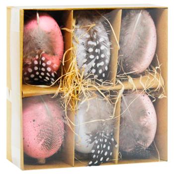 Bona Di Egg with Feather Easter Pendant Set 6pcs 4cm - buy, prices for WINETIME - photo 3