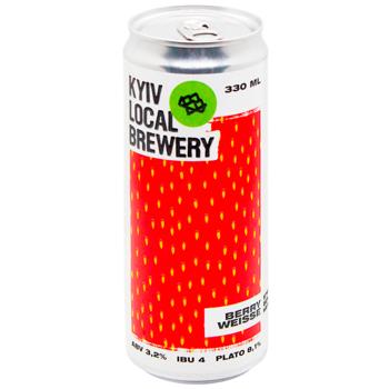 Kyiv Local Brewery Berry Weisse Light Unfiltered Beer 3.2% 0.33l - buy, prices for WINETIME - photo 1