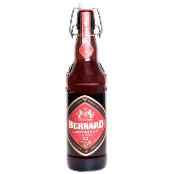 Unpasteurized red beer Bernard Amber Lager glass bottle 4.7%alc 500ml Czech Republic - buy, prices for Vostorg - photo 1