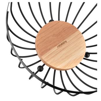 Кошик Ardesto Midori металевий чорний з дерев'яною дощечкою на дні 25*25*13см - купити, ціни на - фото 3