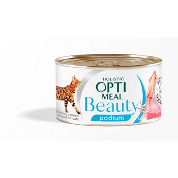 Optimeal Beauty Podium Wet Food with Tuna and Squid for Care of Hair and Teeth in Adult Cats 70g - buy, prices for MasterZoo - photo 8