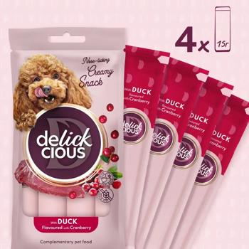 Ласощі для собак Delickcious Creamy Snack з качкою та журавлиною 4шт*15г - купити, ціни на MasterZoo - фото 3