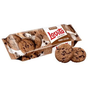 Печиво Roshen Lovita з какао і шматочками шоколадної глазурі 150г - купити, ціни на КОСМОС - фото 1