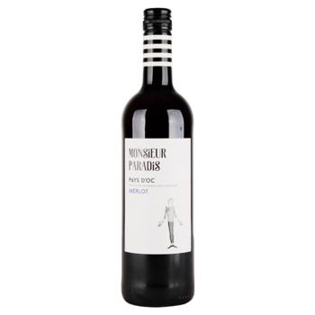 Вино Monsieur Paradis Merlot сухое красное 13,5% 0,75л - купить, цены на КОСМОС - фото 1