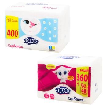 Салфетки Диво бумажные белые 360+40шт