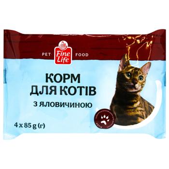 Fine Life Wet Food with Beef for Adult Cats 85g x 4pcs - buy, prices for METRO - photo 1