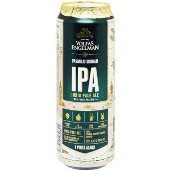Пиво Volfas Engelman IPA светлое нефильтрованное 6% 0,568л - купить, цены на Восторг - фото 1