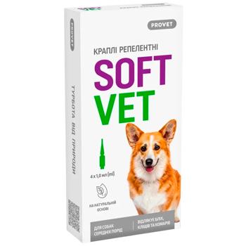 Краплі на холку ProVet SoftVet для собак середніх порід від зовнішніх паразитів 4 піпетки - купити, ціни на MasterZoo - фото 1