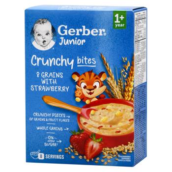 Каша безмолочная Gerber мультизлаковая с хрустящими хлопьями и кусочками клубники 200г - купить, цены на NOVUS - фото 1