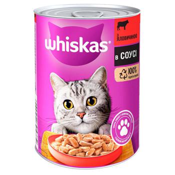 Корм вологий Whiskas з яловичиною для котів 400г - купити, ціни на МегаМаркет - фото 1