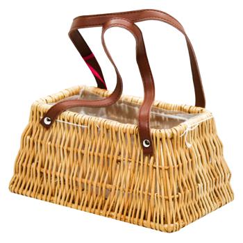 Natural Rectangular Basket with Leather Handles 23*13*13cm w002 - buy, prices for MegaMarket - photo 1