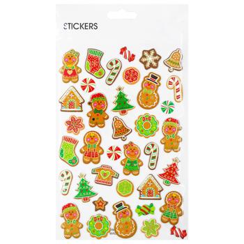 Наліпки новорічні 4 дизайна 14*25 см арт. P123 5985 И882 - купити, ціни на КОСМОС - фото 3