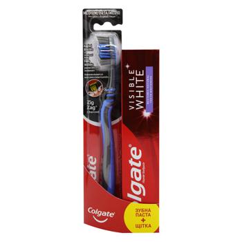 Набір Colgate Зубна паста Visible White та Зубна щітка Charcoal Zig Zag - купити, ціни на - фото 3