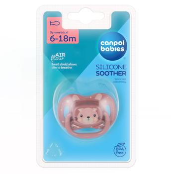 Canpol Babies Cute Animals Silicone Symmetrical Soother 6-18 Months Pink