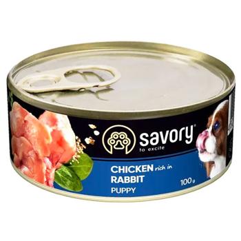 Savory Puppy упаковка вологого корму для цуценят 12 шт х 100 г - курка і кролик - купити, ціни на MasterZoo - фото 2