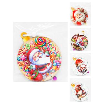 Decorative Double-Sided Ball Pendant with Glitter Inserts and Santa Bell 10*0.4*10.5cm