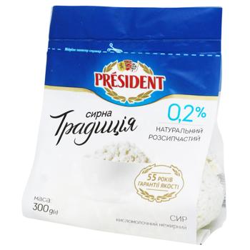 Творог President Творожная традиция 0,2% 300г - купить, цены на КОСМОС - фото 1