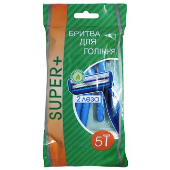 Станок для гоління Super+ одноразовий для чоловіків 5шт - купити, ціни на КОСМОС - фото 1
