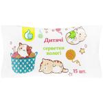 Салфетки влажные детские Auchan Коты 15шт