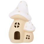 Bona Di Mushroom Ceramic House 12.6x10x19.5cm Beige with White