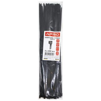 Apro Black Cable Tie 5*450mm 100pcs - buy, prices for MegaMarket - photo 1