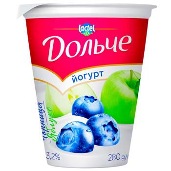 Йогурт Дольче Черника-Яблоко 3,2% 280г - купить, цены на Cупермаркет "Харьков" - фото 1