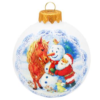 ASK Symbol of the Year Glass Christmas Ball with Artistic Pattern 8cm in Assortment - buy, prices for ULTRAMARKET - photo 2