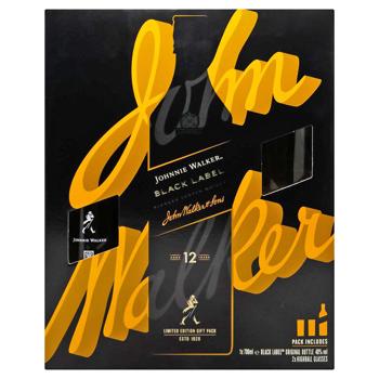 Johnnie Walker Black Label Whiskey 40% 0.7l + 2 glasses - buy, prices for Auchan - photo 2