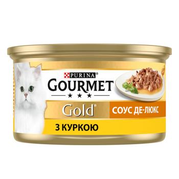 Корм влажный Gourmet Gold Соус Де-Люкс с курицей для взрослых кошек 85г - купить, цены на MasterZoo - фото 3