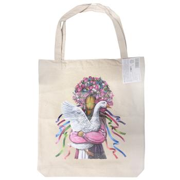 Сумка-шопер Strateg Мотанка с дном белая 36х37х8cм - купить, цены на КОСМОС - фото 1