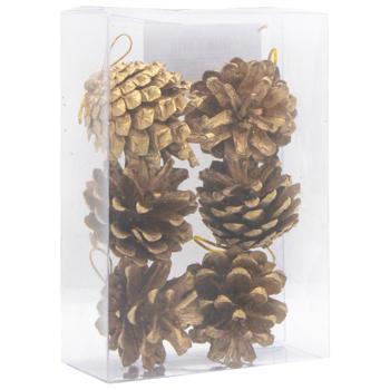 Набір шишок натуральних 6 шт золоті арт. H2545-41 9245 И266 - купити, ціни на КОСМОС - фото 3