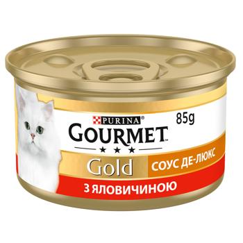 Корм вологий Gourmet Gold Соус Де-Люкс з яловичиною для дорослих котів 85г - купити, ціни на MasterZoo - фото 2