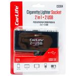 Разветвитель прикуривателя Carlife 2в1 2 USB 12В/5A