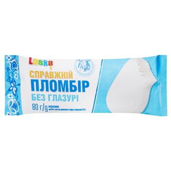 Морозиво Laska Справжній пломбір без глазурі 80г