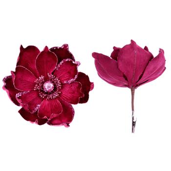 Bona Di Magnolia Decorative Flower on Clip 20cm Purple - buy, prices for - photo 1