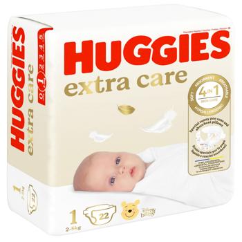 Huggies Extra Care Diapers 1 2-5kg 22pcs - buy, prices for MegaMarket - photo 2