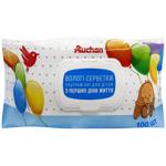 Салфетки влажные Auchan ультрамягкие для детей с первых дней жизни 100шт