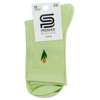 Шкарпетки Premier Socks жіночі класичні в рубчик з вишивкою квітка р.23-25 світло-зелений - купити, ціни на Чудо Маркет - фото 1