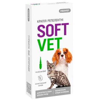 Капли на холку ProVet SoftVet для кошек и собак от внешних паразитов 4 пипетки - купить, цены на MasterZoo - фото 1