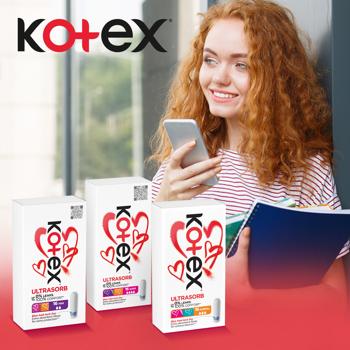 Тампони Kotex Ultra Sorb mini додатковий захист від протікання 2 крапельки 16шт - купити, ціни на - фото 6