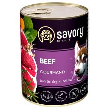 Savory Gourmand Adult упаковка вологого корму для собак 5+1 шт х 400 г - яловичина - купити, ціни на MasterZoo - фото 4