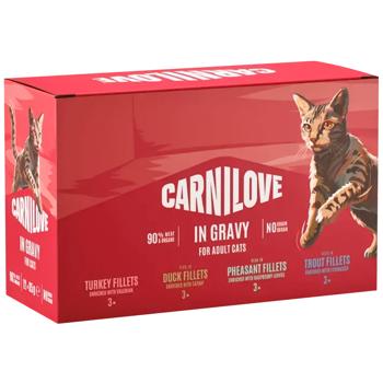 Вологий корм для котів Carnilove Multipack Gravy Adult 12 шт x 85 г - купить, цены на MasterZoo - фото 1