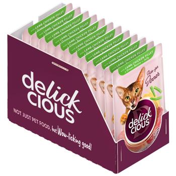 Delickcious Wet Food with Lamb, Chicken and Asparagus Beans for Cats 85g - buy, prices for - photo 2
