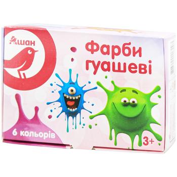 Фарби гуашеві Auchan 6шт по 10мл