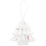 White Christmas Tree Decoration with Beaded Ribbon 12cm